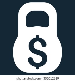 Financial Weight vector icon. Style is flat symbol, white color, rounded angles, dark blue background.