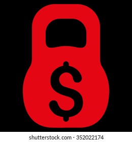 Financial Weight vector icon. Style is flat symbol, red color, rounded angles, black background.