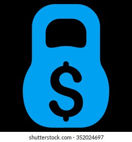 Financial Weight vector icon. Style is flat symbol, blue color, rounded angles, black background.