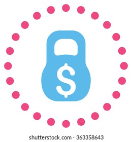 Financial Weight vector icon. Style is bicolor flat circled symbol, pink and blue colors, rounded angles, white background.