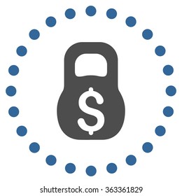 Financial Weight vector icon. Style is bicolor flat circled symbol, cobalt and gray colors, rounded angles, white background.