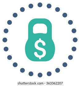 Financial Weight vector icon. Style is bicolor flat circled symbol, cobalt and cyan colors, rounded angles, white background.