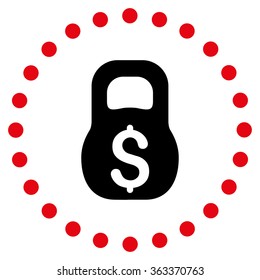 Financial Weight vector icon. Style is bicolor flat circled symbol, intensive red and black colors, rounded angles, white background.