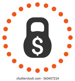 Financial Weight vector icon. Style is bicolor flat circled symbol, orange and gray colors, rounded angles, white background.