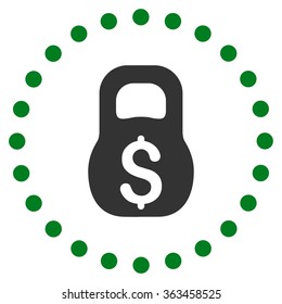 Financial Weight vector icon. Style is bicolor flat circled symbol, green and gray colors, rounded angles, white background.