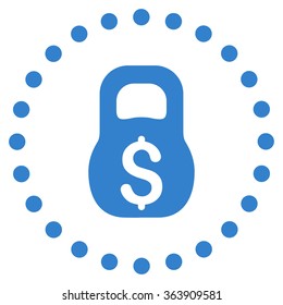 Financial Weight vector icon. Style is flat circled symbol, cobalt color, rounded angles, white background.