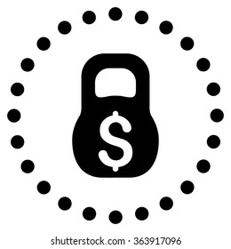 Financial Weight vector icon. Style is flat circled symbol, black color, rounded angles, white background.
