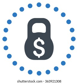 Financial Weight vector icon. Style is bicolor flat circled symbol, smooth blue colors, rounded angles, white background.