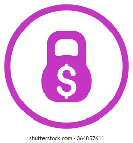 Financial Weight vector icon. Style is flat circled symbol, violet color, rounded angles, white background.