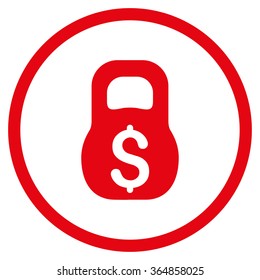 Financial Weight vector icon. Style is flat circled symbol, red color, rounded angles, white background.