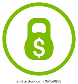 Financial Weight vector icon. Style is flat circled symbol, eco green color, rounded angles, white background.