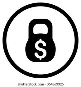 Financial Weight vector icon. Style is flat circled symbol, black color, rounded angles, white background.