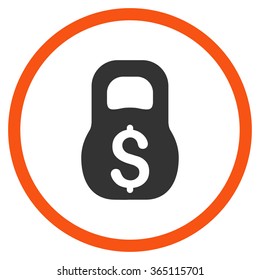 Financial Weight vector icon. Style is bicolor flat circled symbol, orange and gray colors, rounded angles, white background.