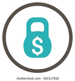 Financial Weight vector icon. Style is bicolor flat circled symbol, grey and cyan colors, rounded angles, white background.