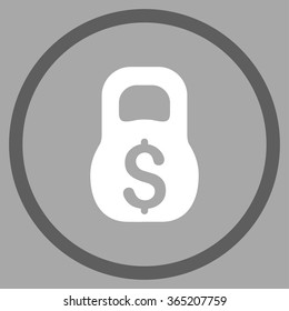 Financial Weight vector icon. Style is bicolor flat circled symbol, dark gray and white colors, rounded angles, silver background.