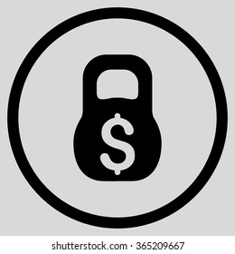Financial Weight vector icon. Style is flat circled symbol, black color, rounded angles, light gray background.