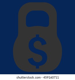 Financial Weight vector icon. Style is flat symbol, yellow color, blue background.