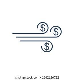 Financial Wind. Investment Climate Change. Vector Linear Icon Isolated On White Background.