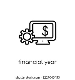 financial year icon. Trendy modern flat linear vector financial year icon on white background from thin line Financial year collection, outline vector illustration