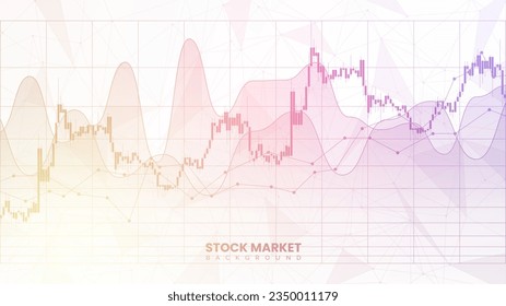 Curvas de rendimiento financiero, gráfico de candelabros, datos de bonos y gráfico de inclinación ascendente sobre fondo blanco. Mejora de la información comercial y de los datos de crecimiento de las finanzas. Fondo de pantalla del mercado de valores exitoso