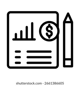 FinancialReport Vector Line icon Design