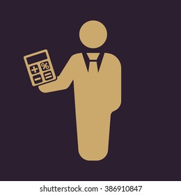 The financier avatar icon. Bank employee and banking, business, investment symbol. Flat Vector illustration