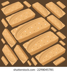 Financier cake flat vector illustration. Cute tasty soft homemade financier slice crisp cake cartoon illustration for graphic design and decorative element