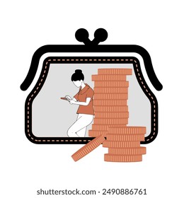 The financier calculates financial income using a calculator