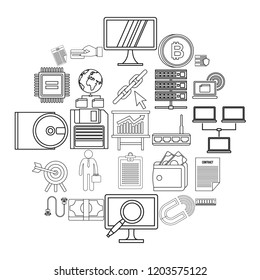 Financier icons set. Outline set of 25 financier vector icons for web isolated on white background