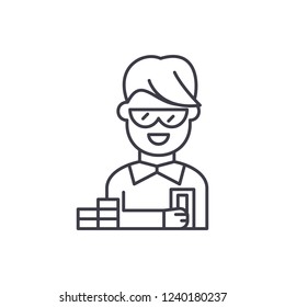 Financier line icon concept. Financier vector linear illustration, symbol, sign