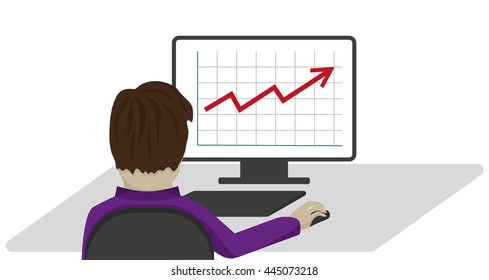 financier sitting at a table with his back looking at the graph
isolated illustration of a worker