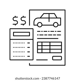 financing car calculator line icon vector. financing car calculator sign. isolated contour symbol black illustration