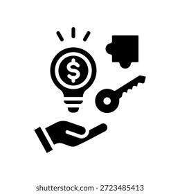 Ilustração do vetor de glifos do ícone de soluções de financiamento