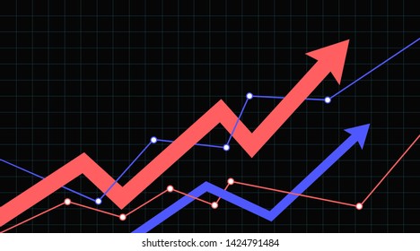 Finanical Chart With The Two Arrows Going Up. Stock Market Up Arrows