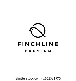 finch bird line outline logo vector icon illustration