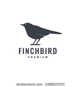 finch bird perched modern shape logo design vector