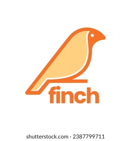 finch bird pergamino árbol de ramas colorido mascota moderna diseño de logotipo plano ilustración vectorial icono