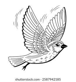 Finch flight vintage style illustration