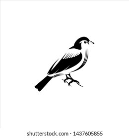 finch vector artistic bird in flat black color illustration for clip art, animal logo design template or icon idea