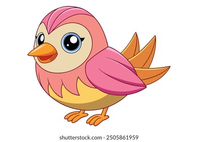 Finch Vector Illustration | Linocut, Kawaii, Cartoon, Clipart, Line Art Design.