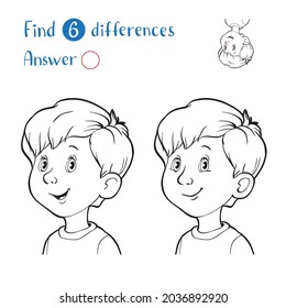 Find 10 differences. Black and white portrait of a smiling boy.