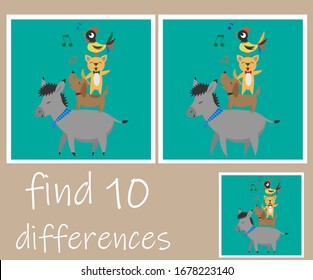 
find 10 differences The Bremen Town Musicians Animals