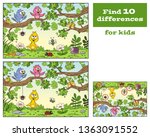 Find 10 differences. Cartoon game for kids. With solution. Vector illustration with separate layers.