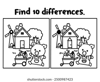 Find 10 differences coloring pages.