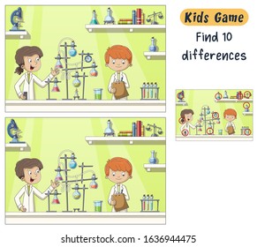 Find 10 differences. Funny cartoon game for kids, with solution. Hand drawn vector illustration with separate layers.