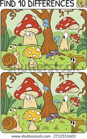 Find 10 differences game for children. Educational game for kis. 