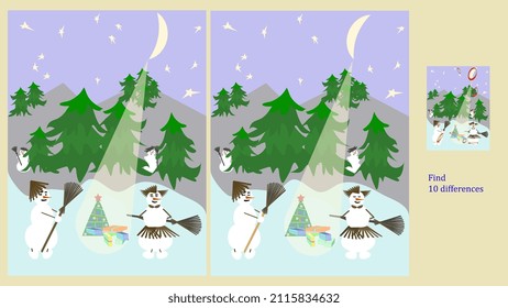 find 10 differences rebus for children under 6 years old, presented by seasons of the year