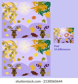 find 10 differences rebus for children under 6 years old, presented by seasons, one of the 4 given seasons autumn