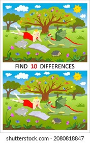 find 10 differences task for children reading