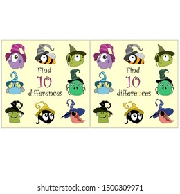 find 10 differences. vector image of fantastic animals for development. picture for children